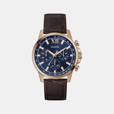 Guess Dress Men Quartz Blue Dial Chronograph Leather Watch GW0901G3