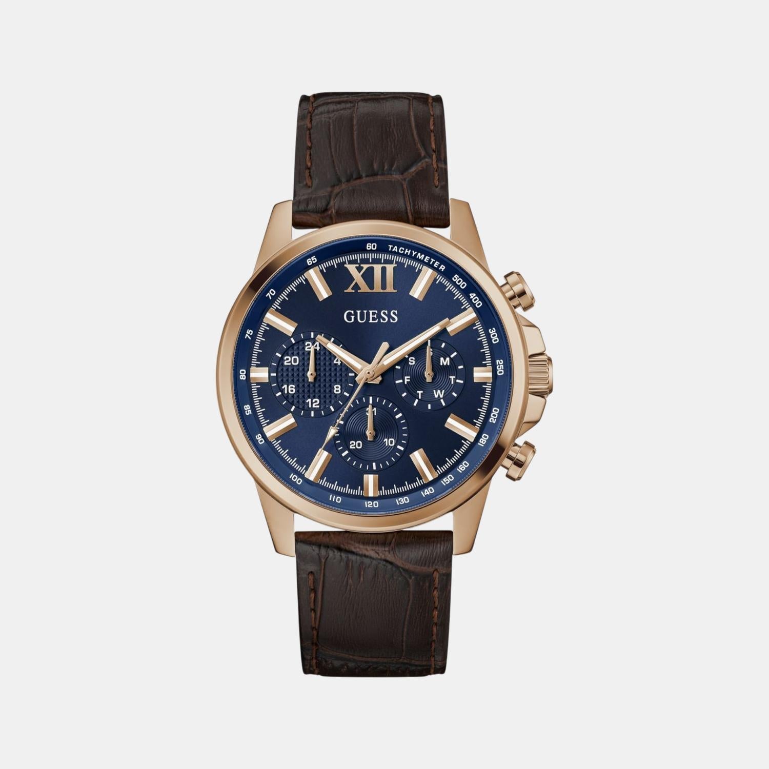 Guess Dress Men Quartz Blue Dial Chronograph Leather Watch GW0901G3