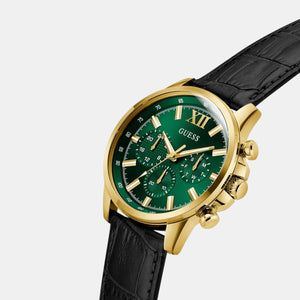 Guess Dress Men Quartz Green Dial Chronograph Leather Watch GW0901G4
