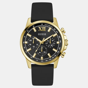 Guess Dress Men Quartz Black Dial Chronograph Silicone Watch GW0913G2