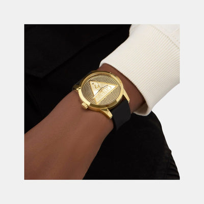 Badge Men Quartz Black Dial Analog Silicone Watch GW0916G1