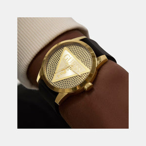 Badge Men Quartz Black Dial Analog Silicone Watch GW0916G1