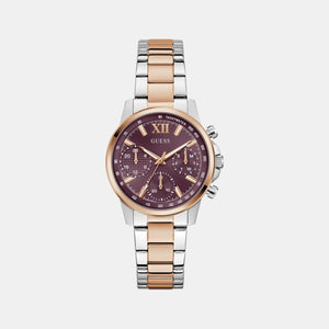 Dress Women Quartz Red Dial Multi-Function Stainless Steel Watch GW0933L5