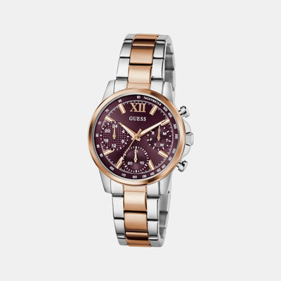 Dress Women Quartz Red Dial Multi-Function Stainless Steel Watch GW0933L5