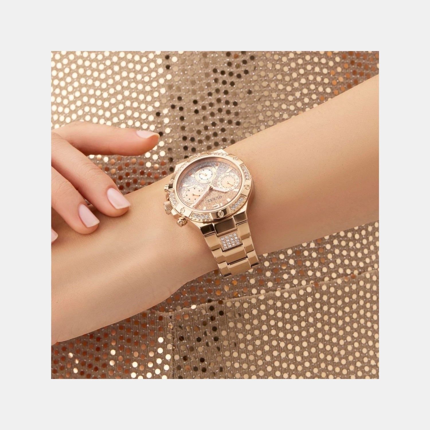 Harlow Women Quartz Ombre Dial Multi-Function Stainless Steel Watch GW0950L4