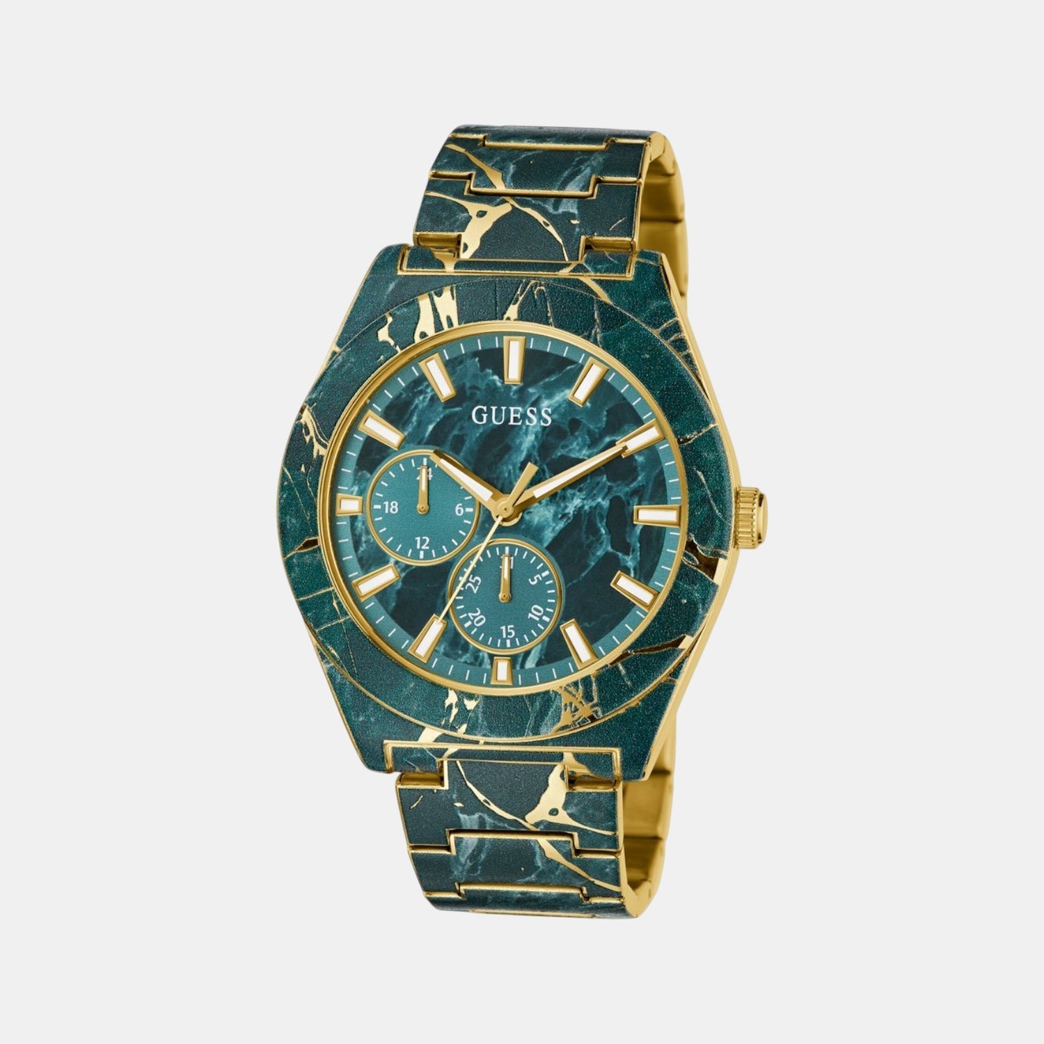 Flash Men Quartz Green Dial Multi-Function Stainless Steel Watch GW0953G1