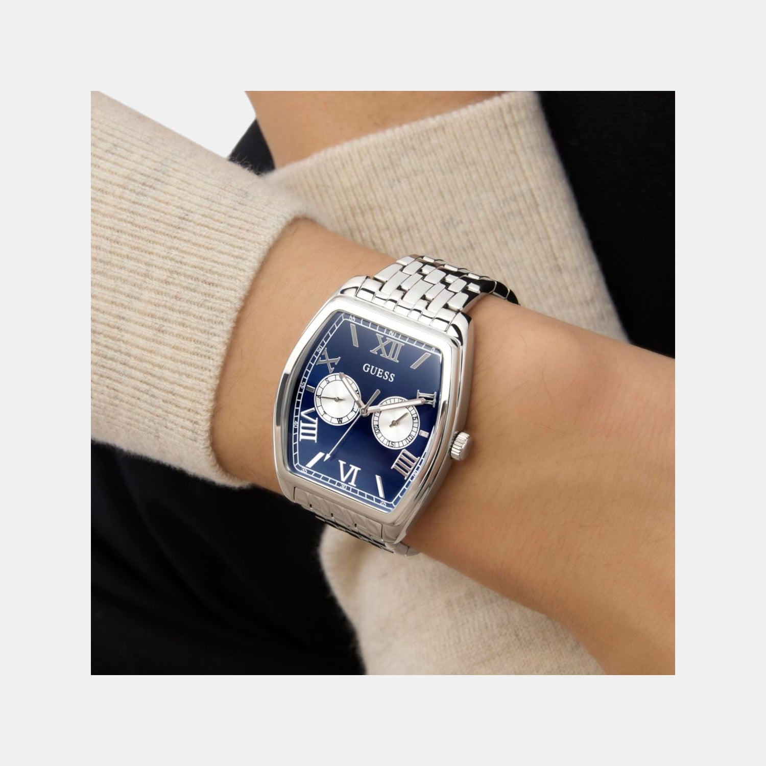 Dress Men Quartz Blue Dial Multi-Function Recycled Steel Watch GW0975G1