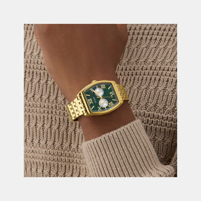 Dress Men Quartz Green Dial Multi-Function Recycled Steel Watch GW0975G2