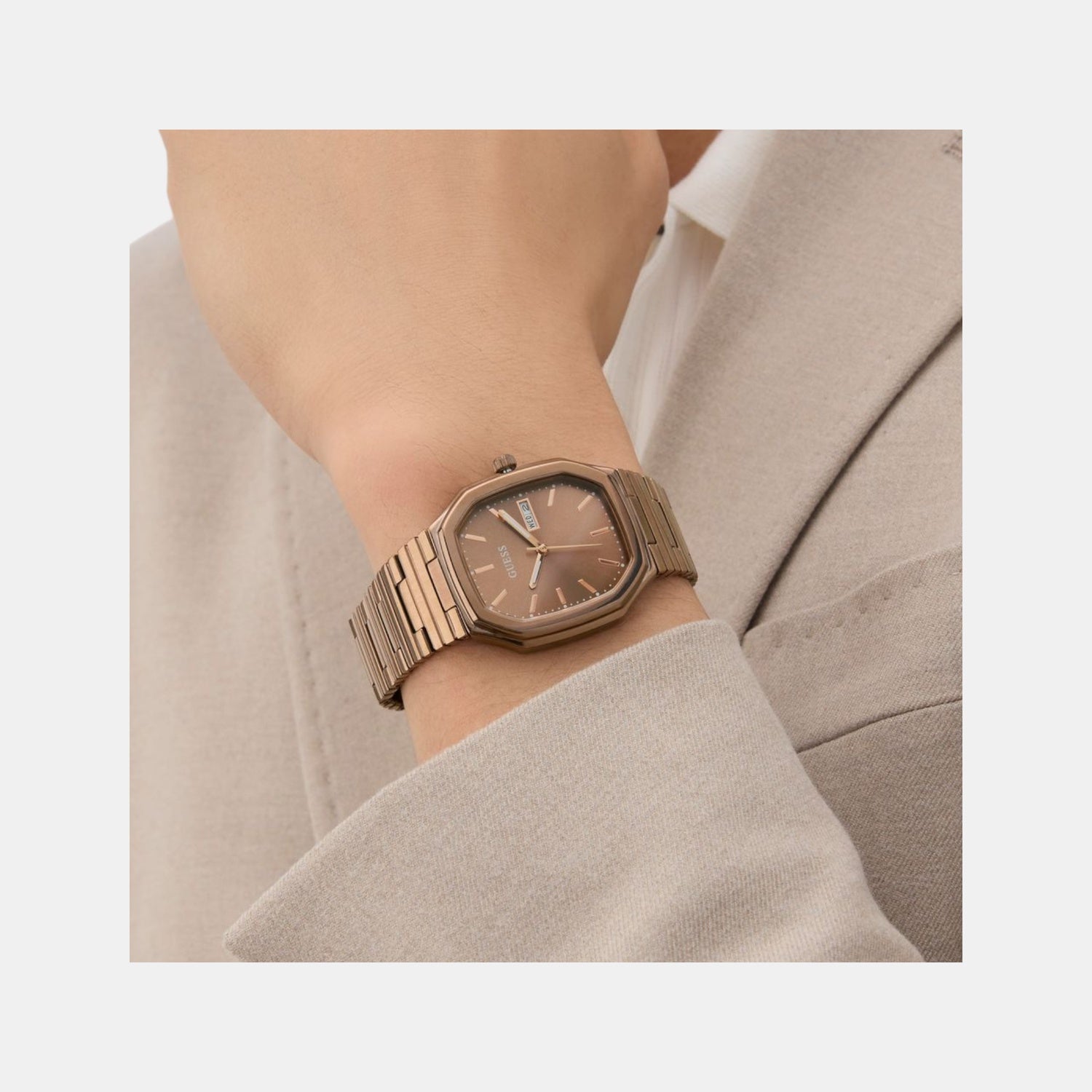 Dress Men Quartz Bronze Dial Analog Recycled Steel Watch GW0978G3