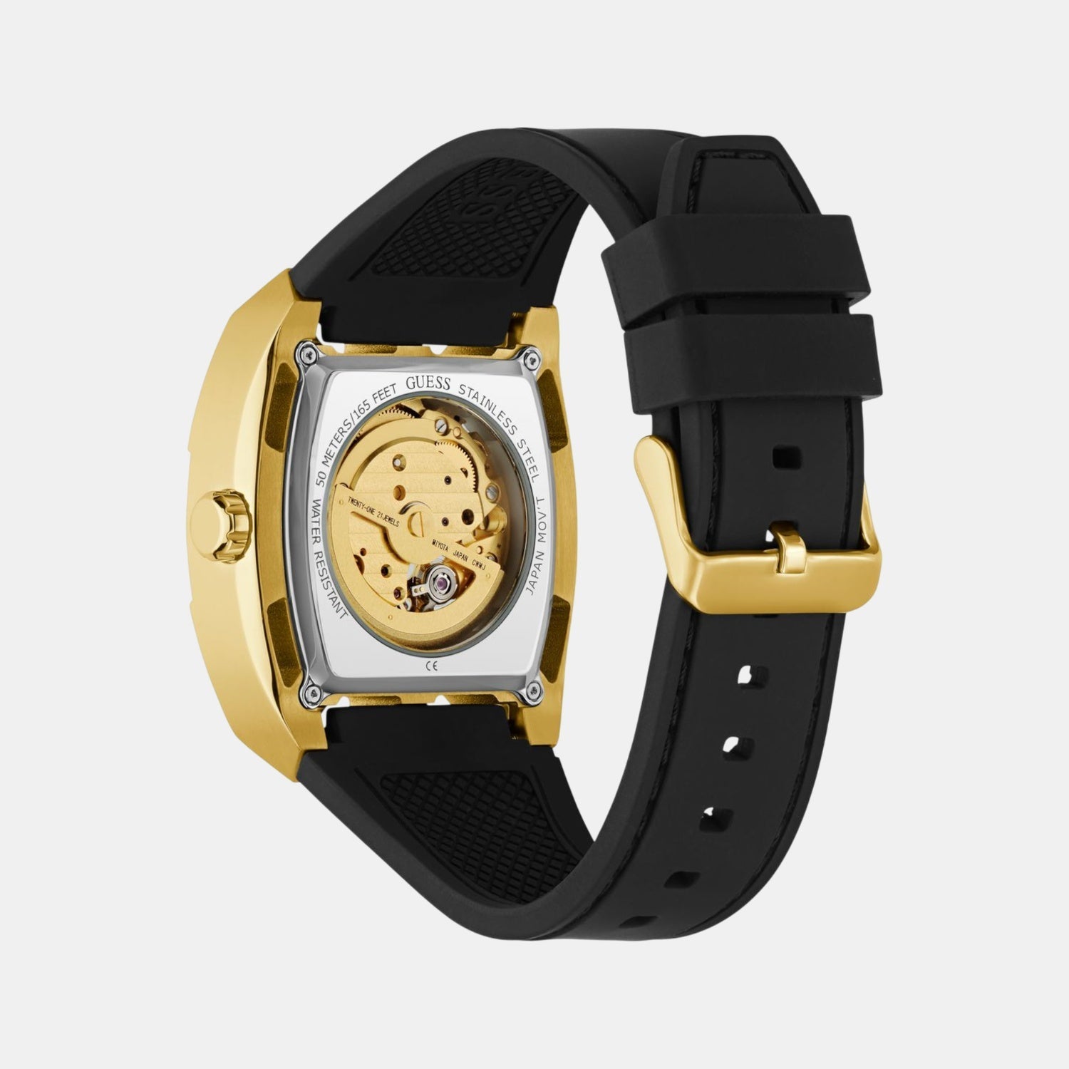 Dress Men Automatic Champagne Dial Analog Silicone Watch GW0980G2