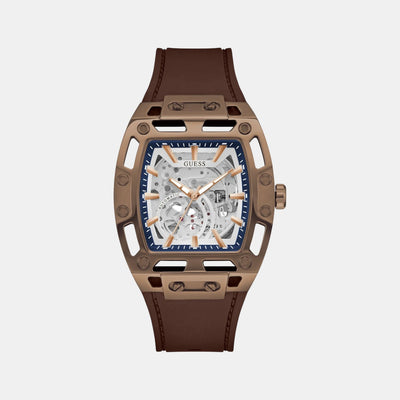 Dress Men Automatic Silver Dial Analog Silicone Watch GW0980G3