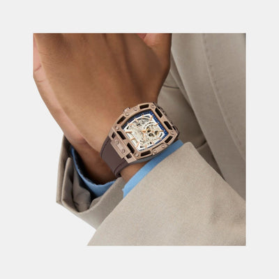 Dress Men Automatic Silver Dial Analog Silicone Watch GW0980G3