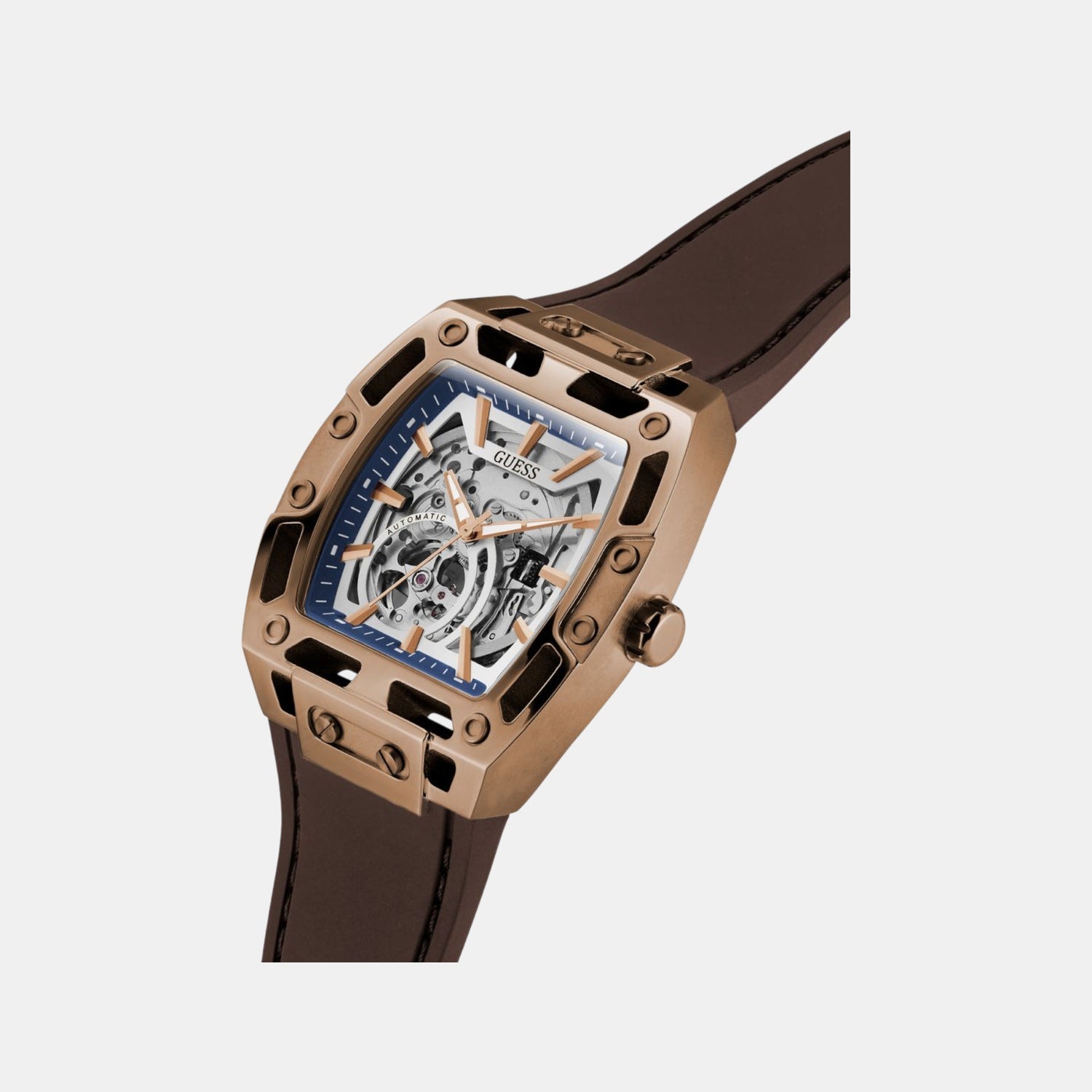 Dress Men Automatic Silver Dial Analog Silicone Watch GW0980G3