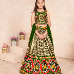 Olive green  embroidered festive lehenga set