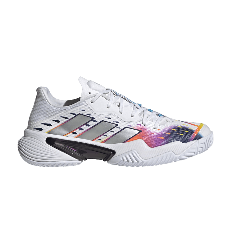 adidas Barricade Cloud White Silver Metallic Bright Cyan (Women's)