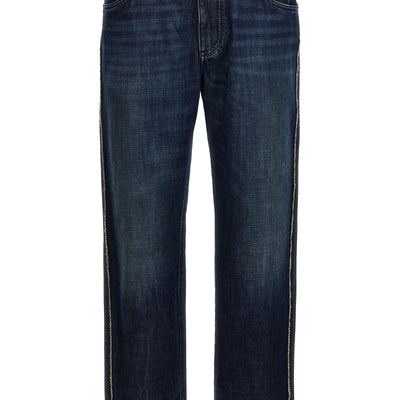 Dolce & Gabbana Fringed Stitching Jeans