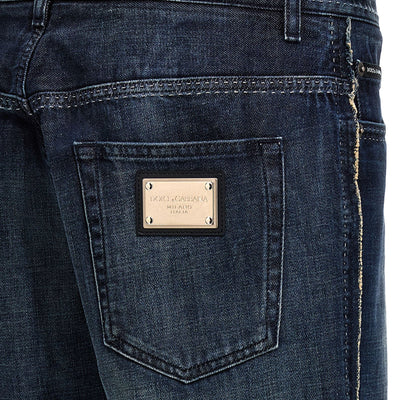 Dolce & Gabbana Fringed Stitching Jeans
