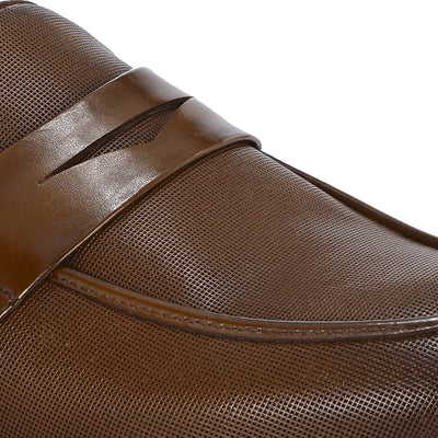Nova Textured Penny Loafers by Aspeerio