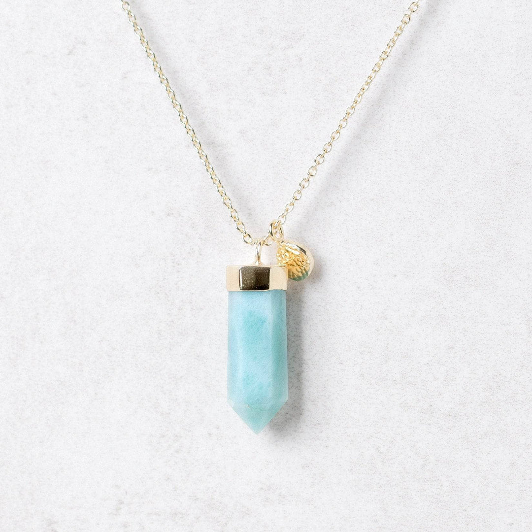 Rare Genuine Larimar Crystal Point Necklace