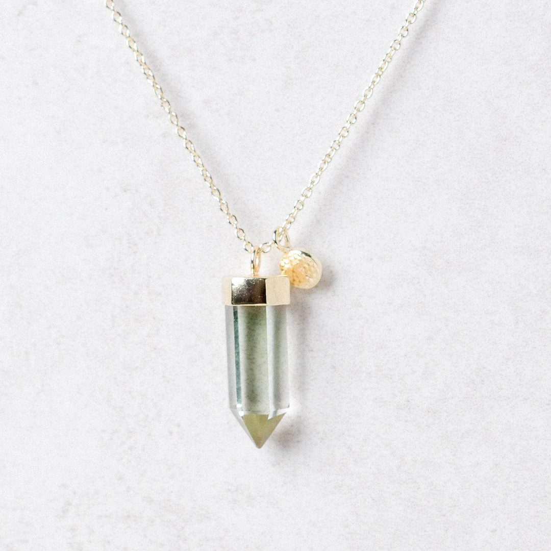 Green Amethyst Crystal Point Necklace