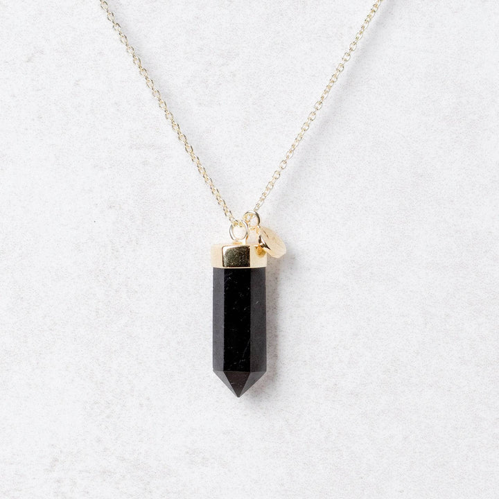 Black Tourmaline Crystal Point Necklace