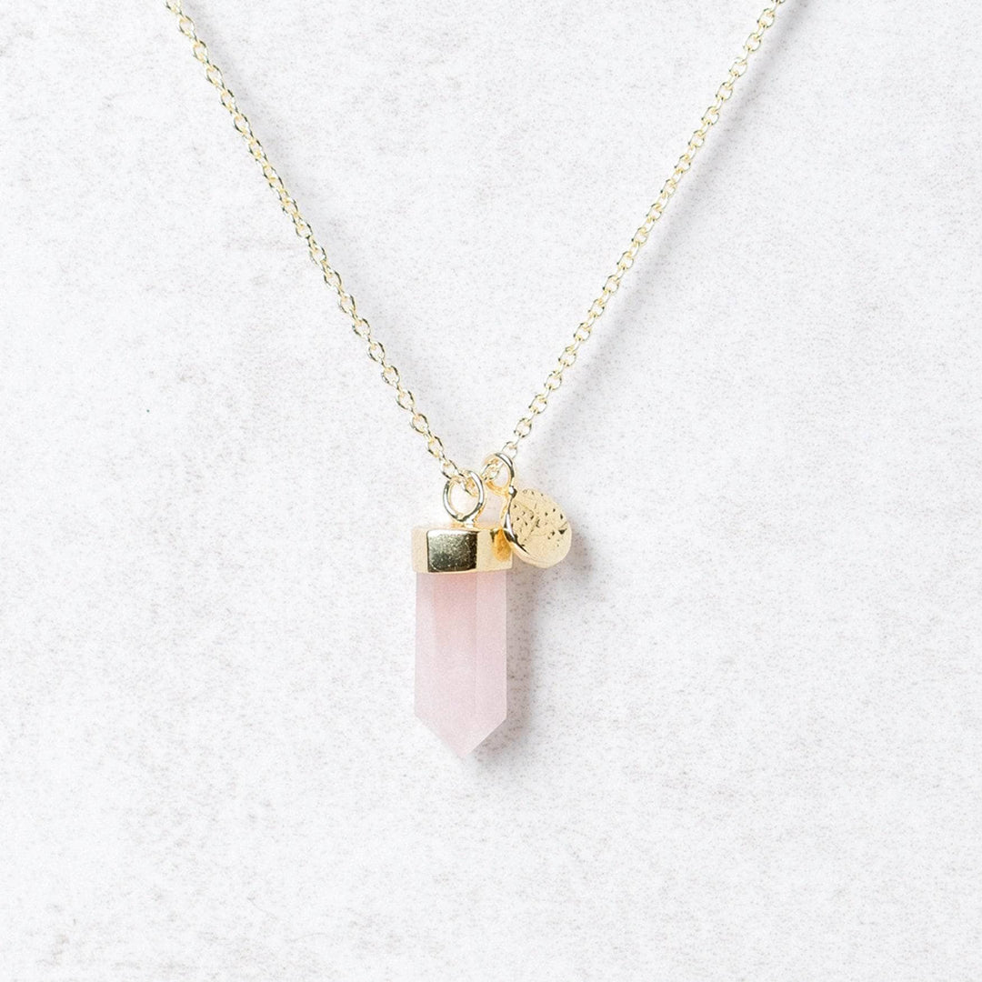 Delicate Rose Quartz Crystal Point Necklace