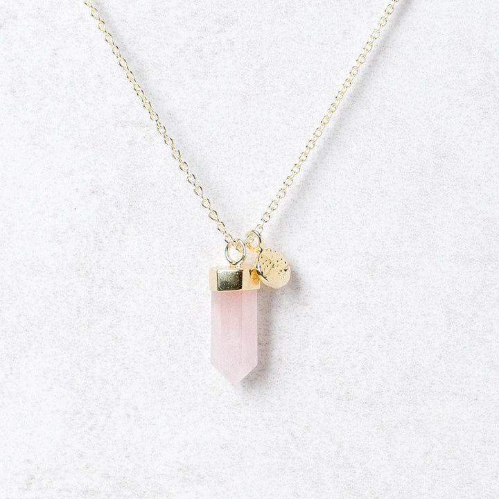 Delicate Rose Quartz Crystal Point Necklace