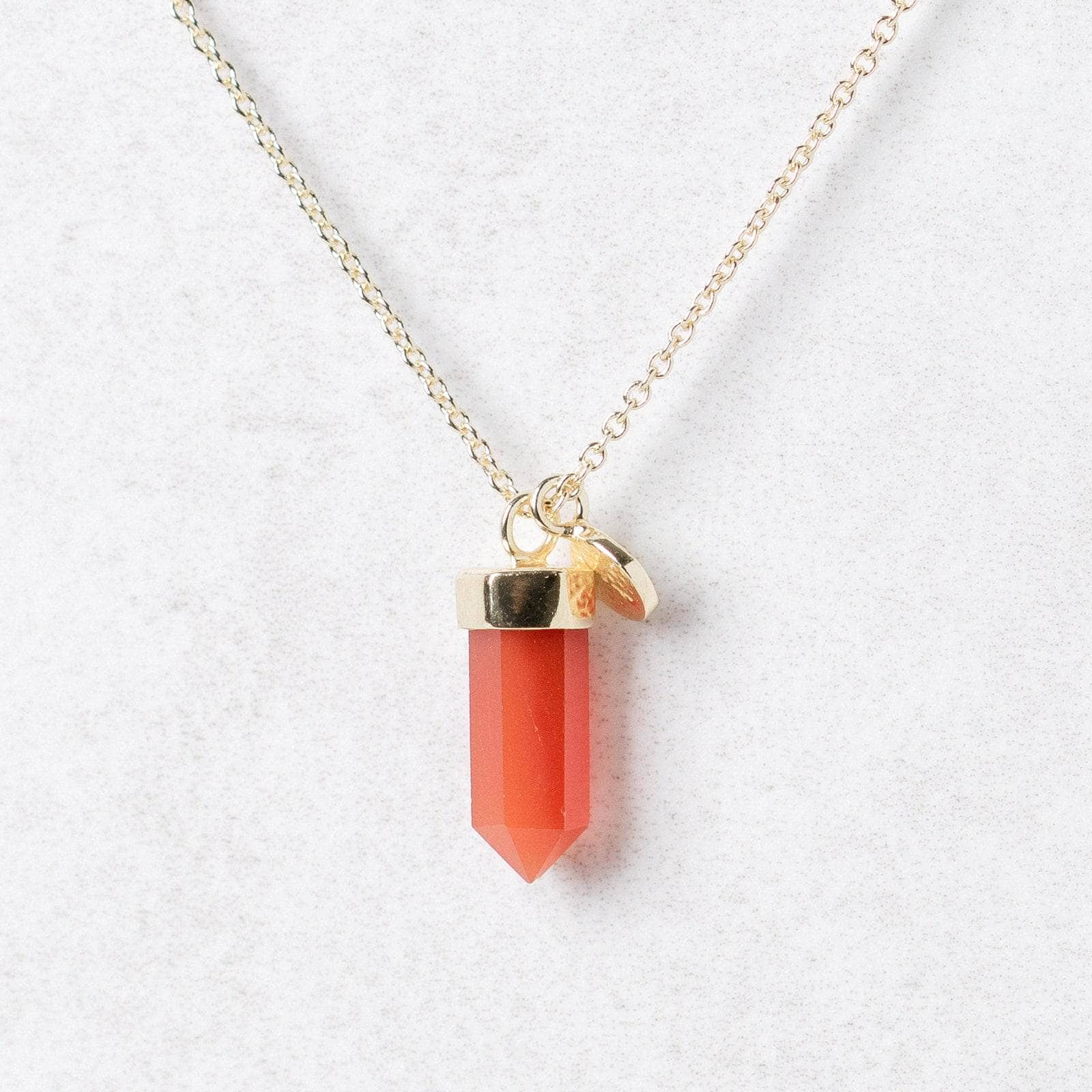 Delicate Carnelian Crystal Point Necklace