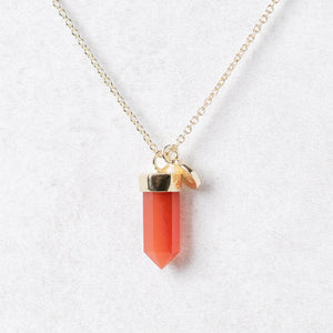 Delicate Carnelian Crystal Point Necklace