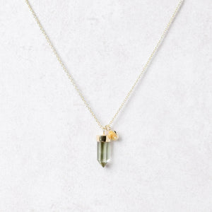 Delicate Green Amethyst Crystal Point Necklace
