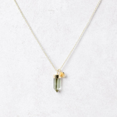 Delicate Green Amethyst Crystal Point Necklace