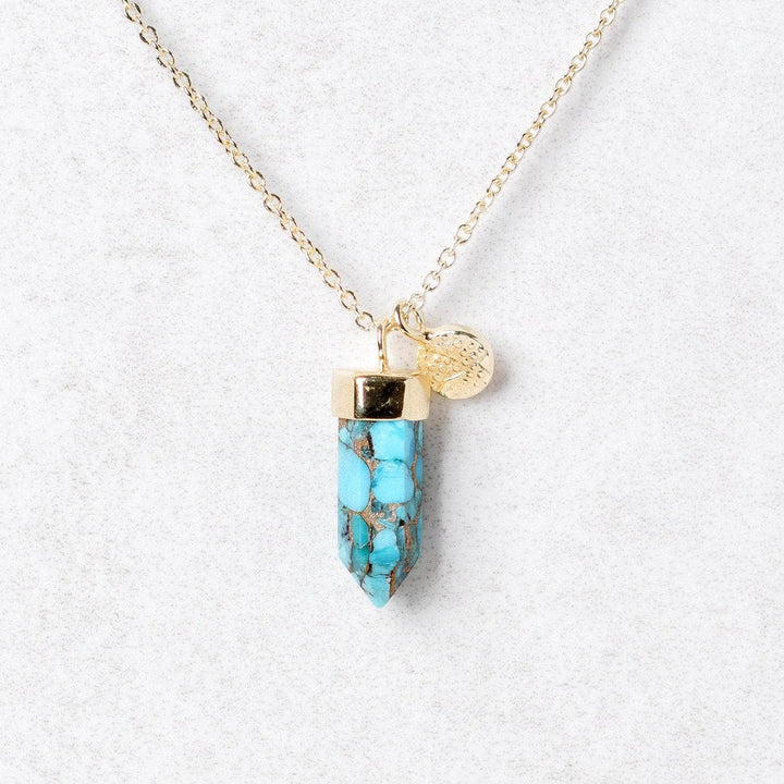 Delicate Genuine Turquoise Crystal Point Necklace