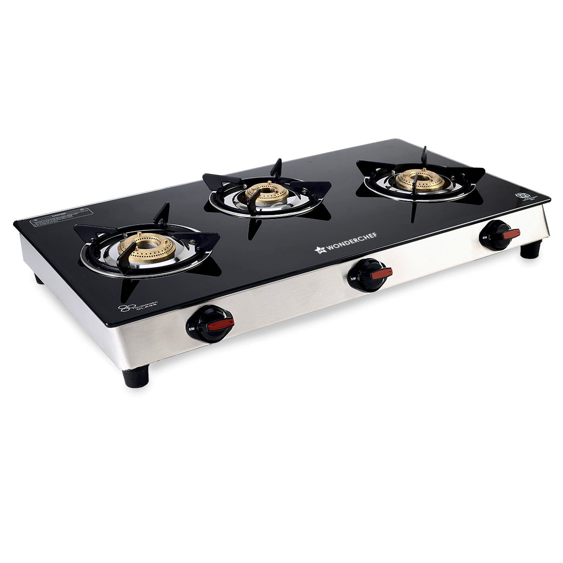 Galaxy 3 Burner Cooktop | 2 Medium, 1 Small Wide Spaced Burners