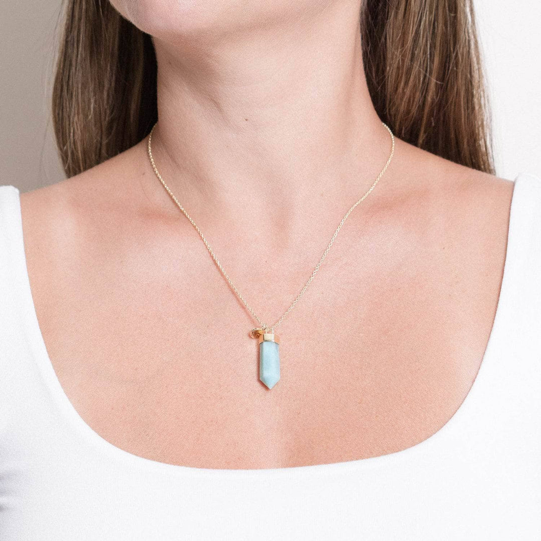 Rare Genuine Larimar Crystal Point Necklace