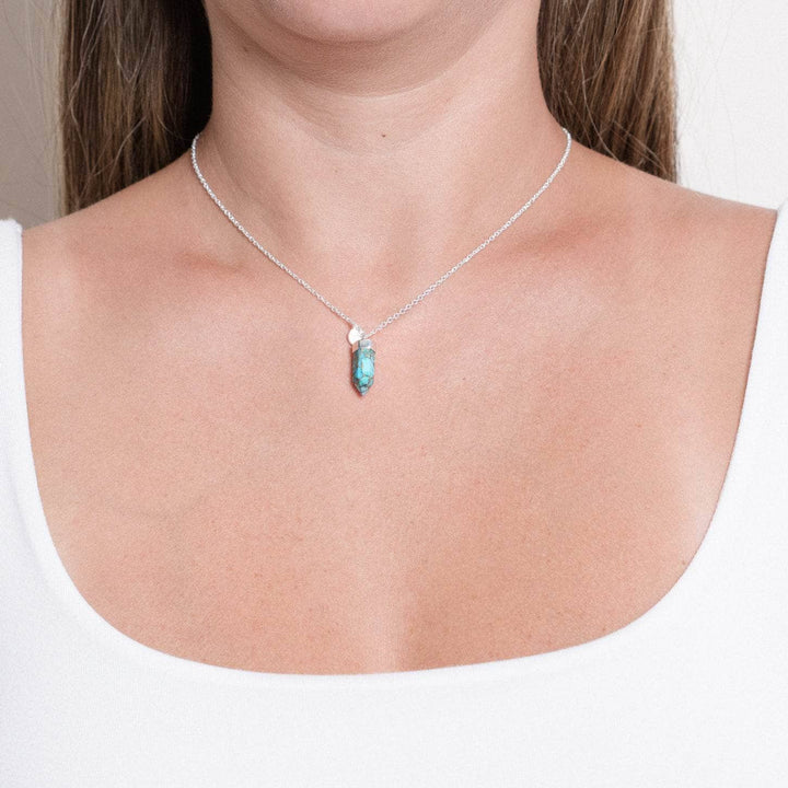 Delicate Genuine Turquoise Crystal Point Necklace