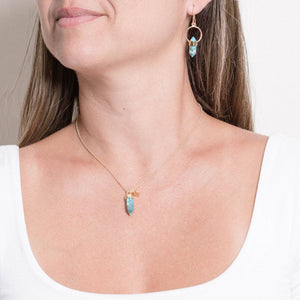 Delicate Genuine Turquoise Crystal Point Necklace