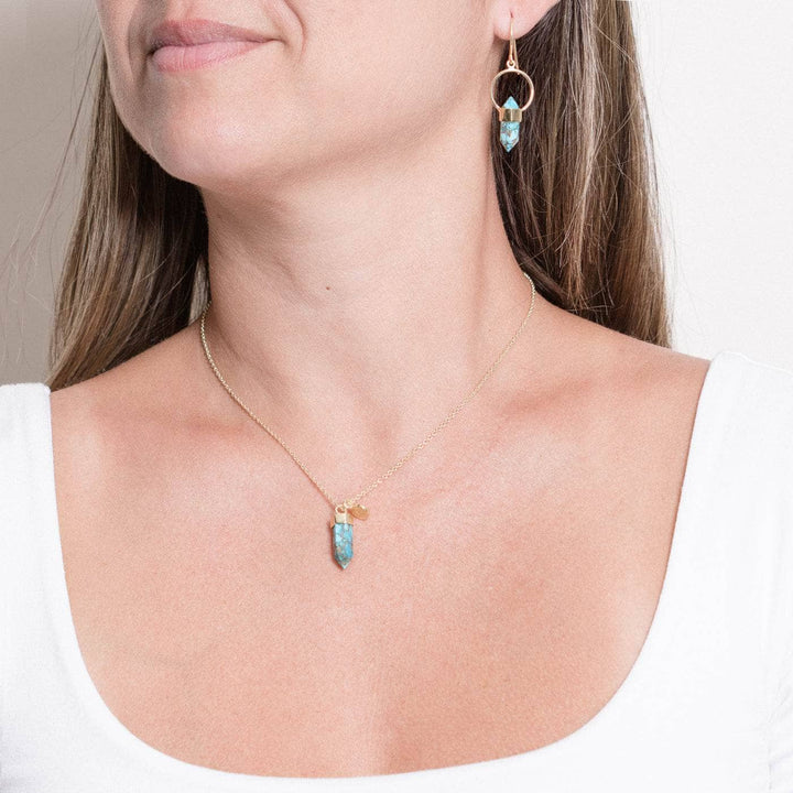 Delicate Genuine Turquoise Crystal Point Necklace