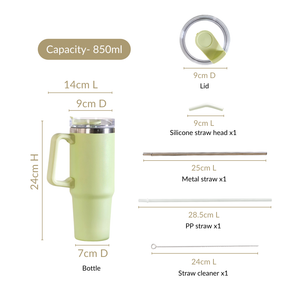 Glacio Insulated Water Bottle Tumbler With Handle Seafoam Green 850ml