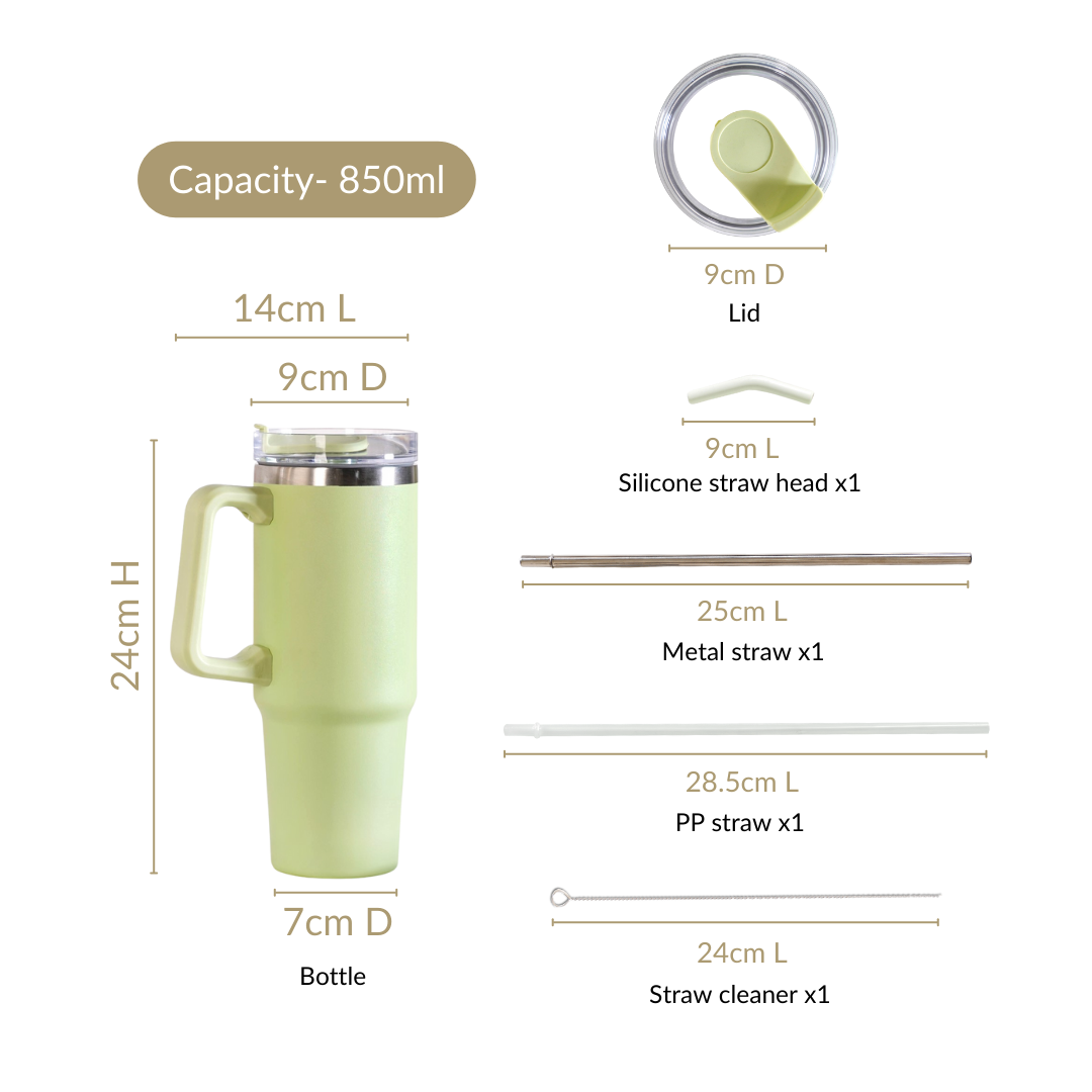 Glacio Insulated Water Bottle Tumbler With Handle Seafoam Green 850ml