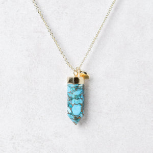 Genuine Turquoise Crystal Point Necklace