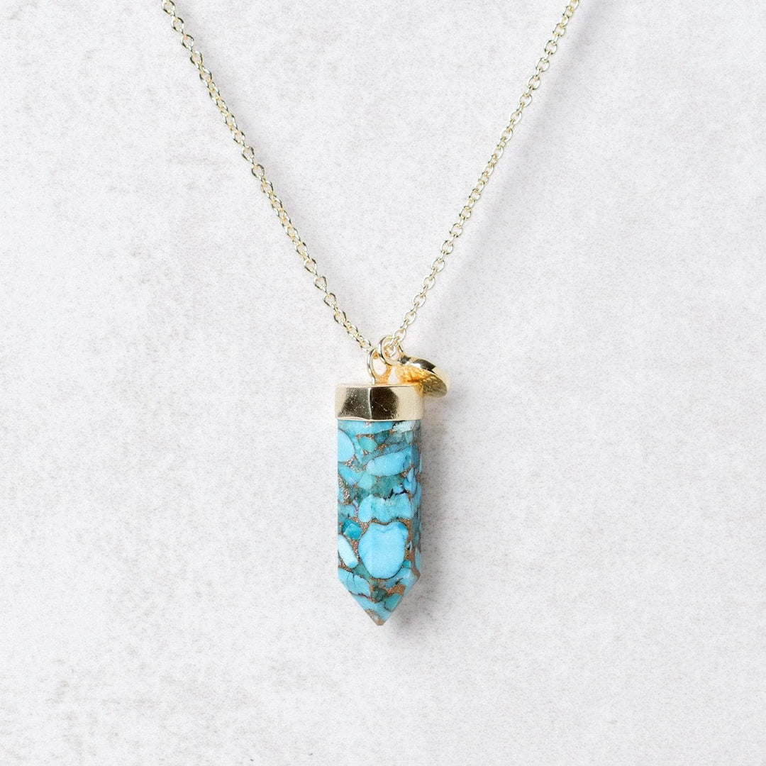 Genuine Turquoise Crystal Point Necklace