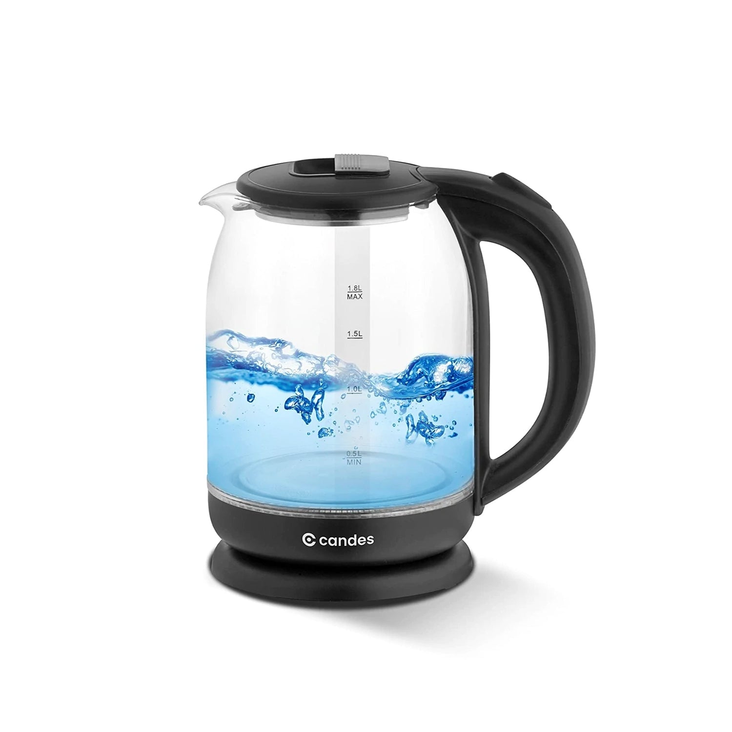 GlassBoiler 1500 W Borosilicate Glass Electric Kettle 1.8 Litre - Black (B2B)