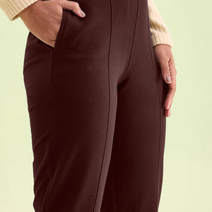 Women Solid Dark Wine Warm Kurti Pant