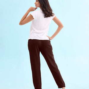 Women Solid Dark Wine Mid Rise Ultra Warm Jogger