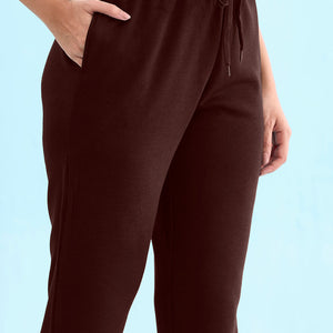 Women Solid Dark Wine Mid Rise Ultra Warm Jogger