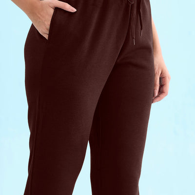 Women Solid Dark Wine Mid Rise Ultra Warm Jogger