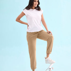 Women Solid Khaki Ultra Warm Jogger