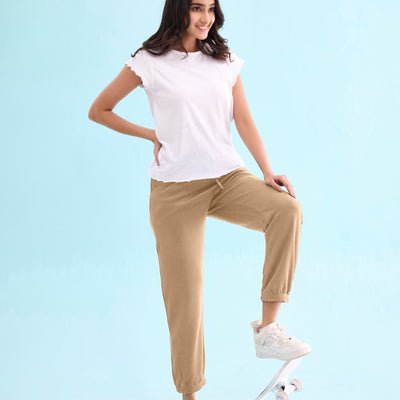 Women Solid Khaki Ultra Warm Jogger