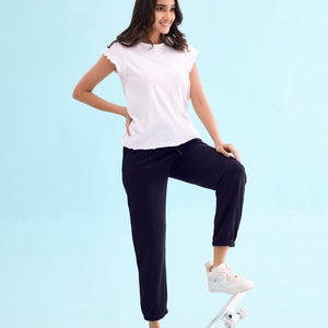 Women Solid Navy Ultra Warm Jogger