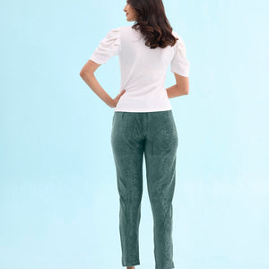 Women Solid Ocean Green Mid Rise Corduroy Jeggings